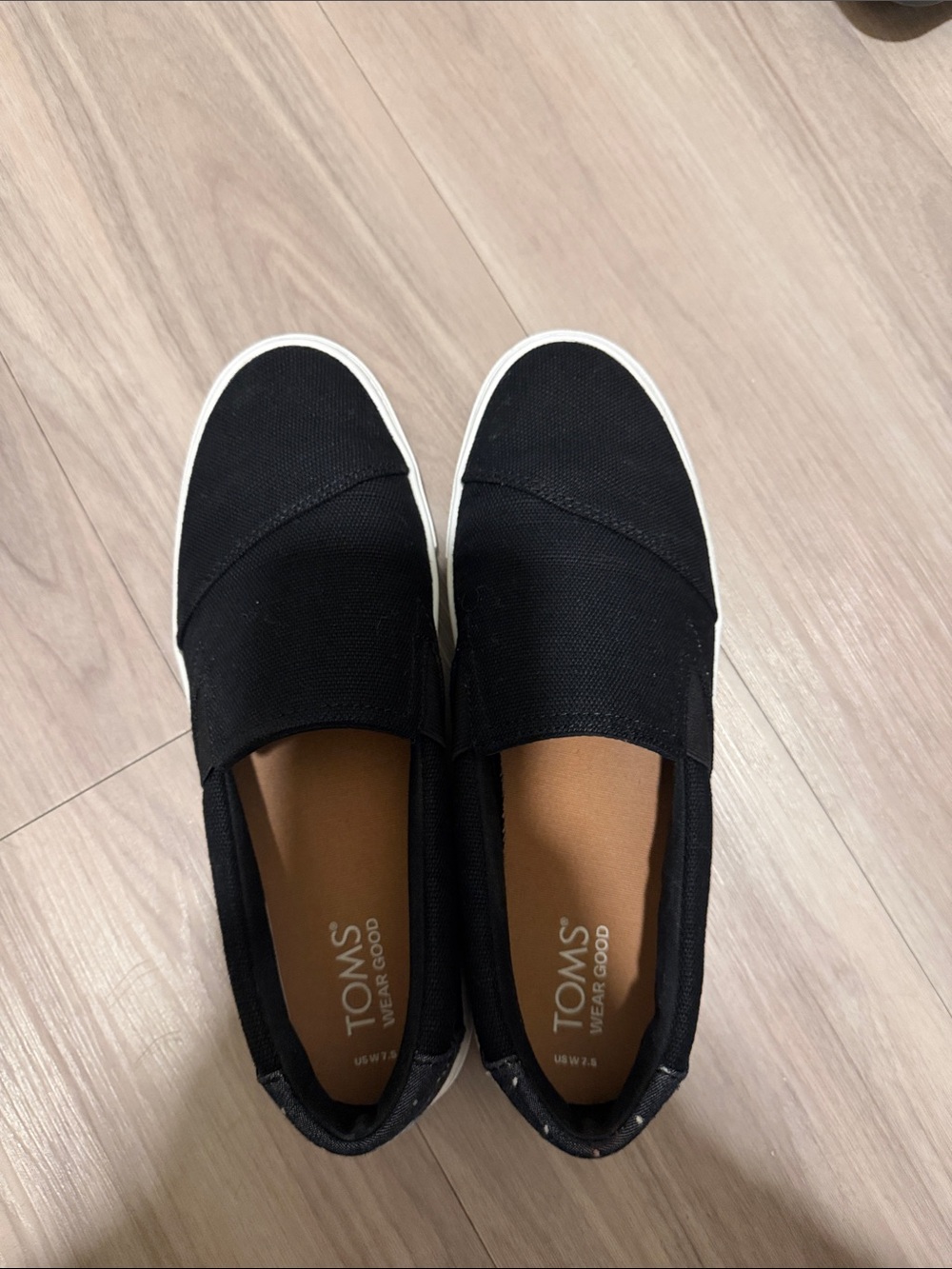 TOMS Black Canvas Slip-On Flats for Women